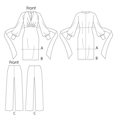 Střih Vogue 8825 šaty, tunika, kalhoty