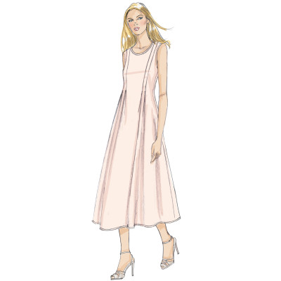 Střih Vogue 9236 áčkové šaty bez rukávů