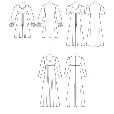 Střih Butterick 6586 empírové šaty