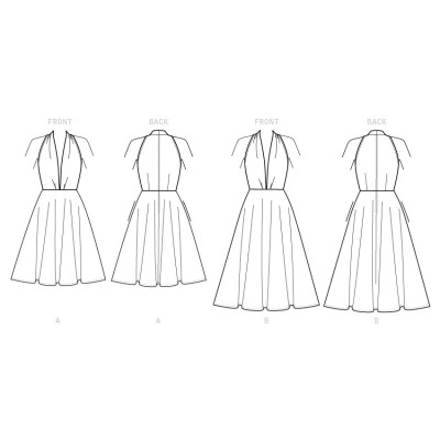 Střih Vogue 9343 šaty s hlubokým výstřihem