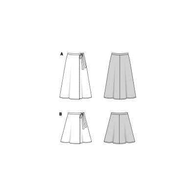 Střih Burda 6340, návod na šití: zavinovací sukně, dlouhá letní sukně