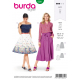 Střih Burda 6341, návod na šití: kolová sukně, kruhová sukně, široká sukně, dlouhá sukně