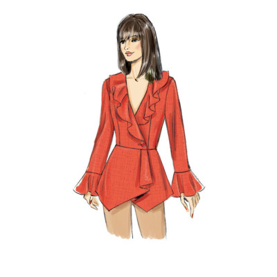 Střih Butterick 6629 zavinovací košile, halenka peplum