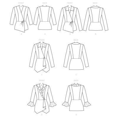 Střih Butterick 6629 zavinovací košile, halenka peplum