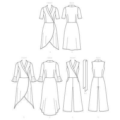 Střih Butterick 6658 zavinovací šaty, overal