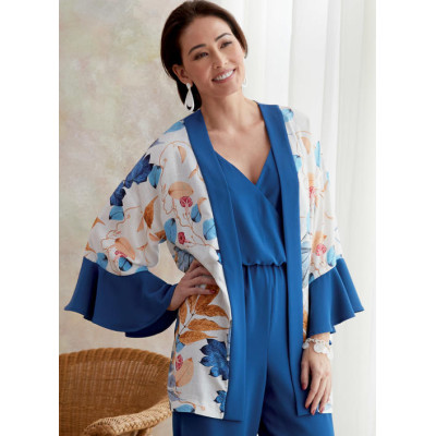 Střih Butterick 6691 overal, kalhotové šaty, kardigan