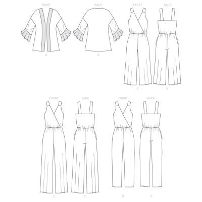 Střih Butterick 6691 overal, kalhotové šaty, kardigan