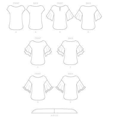 Střih Butterick 6685 halenka (4 varianty)