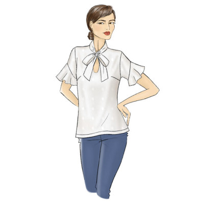 Střih Butterick 6684 halenka s vázačkou