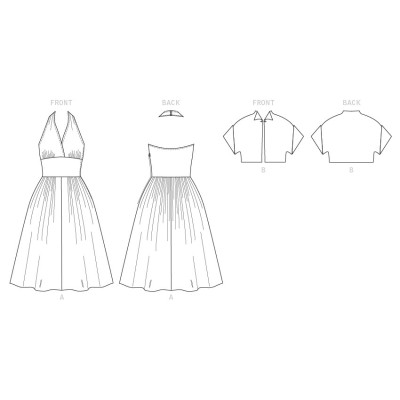 Střih Butterick 6682 Retro šaty za krk, bolerko