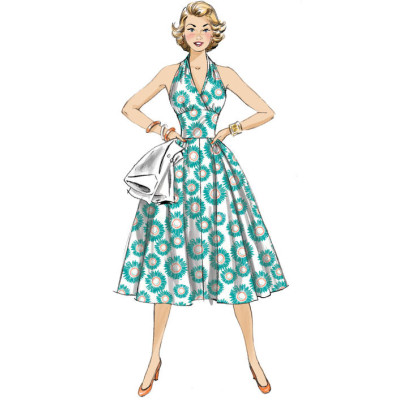 Střih Butterick 6682 Retro šaty za krk, bolerko