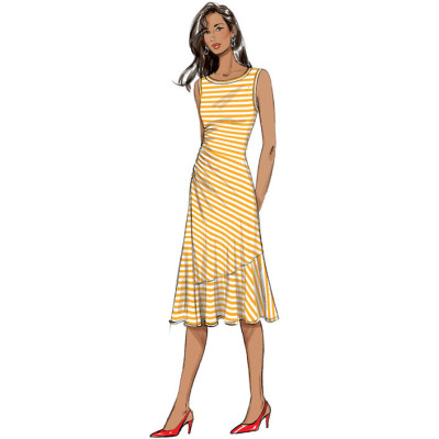 Střih Butterick 6680 áčkové šaty bez rukávů s řasením na boku