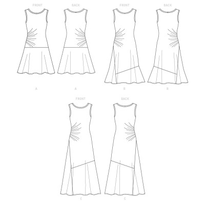 Střih Butterick 6680 áčkové šaty bez rukávů s řasením na boku