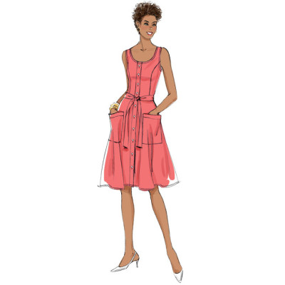 Střih Butterick 6674 propínací šaty, taška