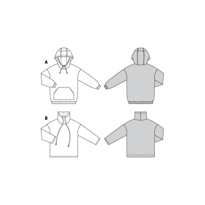 Střih Burda číslo 6253 volná mikina s kapucí, mikina s vysokým límcem