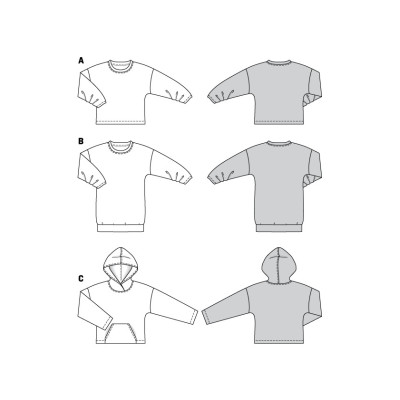 Střih Burda číslo 6296 mikina, mikina s kapucí, dlouhá mikina, svetr