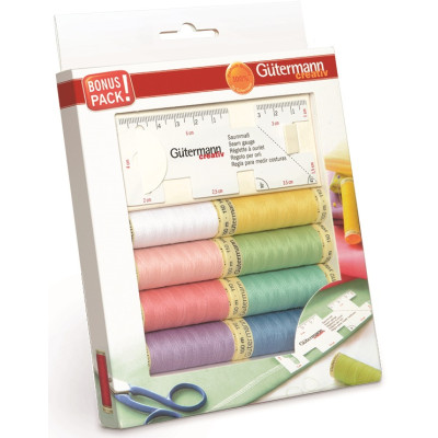 Sada 8 špulek nití Gütermann + 1 tvarovač okrajů