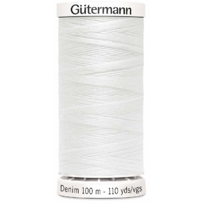 Džínová nit Gütermann DENIM 100 m bílá