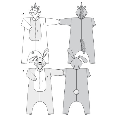 Střih Burda číslo 2351 jednorožec, zajíc