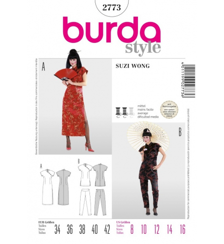 Střih Burda číslo 2773 Asiatka, Suzi Wong, kimono