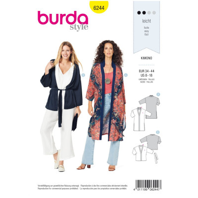 Střih Burda číslo 6244 kimono, kardigan