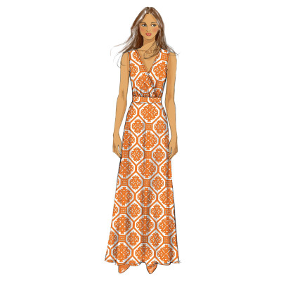 Střih Butterick 6051 tričkové šaty, dlouhé šaty