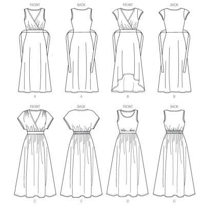 Střih Butterick 6051 tričkové šaty, dlouhé šaty