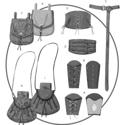 Střih Butterick 5371 doplňky k historickým kostýmům