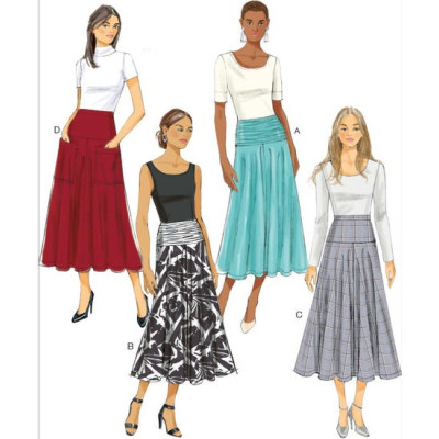 Střih Butterick 6249 kolová sukně, dlouhá sukně