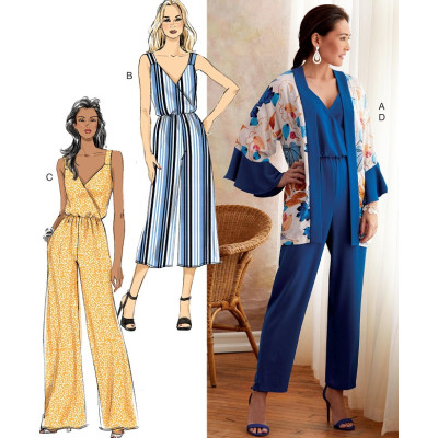 Střih Butterick 6691 overal, kalhotové šaty, kardigan