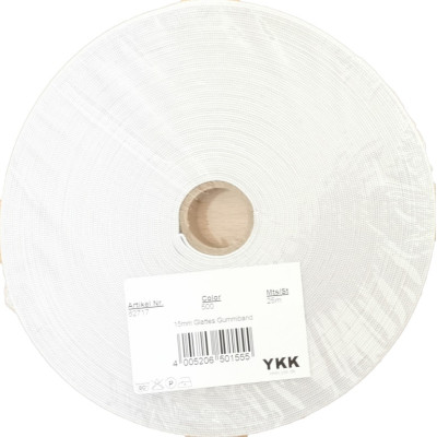 Guma - pruženka YKK 15 mm (25m), bílá, elastická