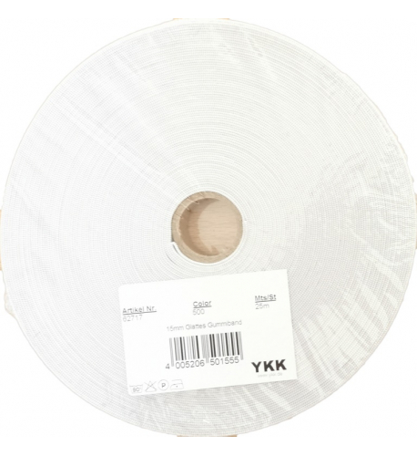 Guma - pruženka YKK 15 mm (25m), bílá, elastická