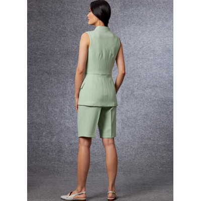 Střih Vogue 1707 vesta, dlouhá vesta, kalhoty se sklady v pase a puky