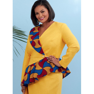 Střih Butterick 6739 kostýmek, zavinovací sako, sukně, kalhoty