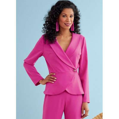 Střih Butterick 6739 kostýmek, zavinovací sako, sukně, kalhoty