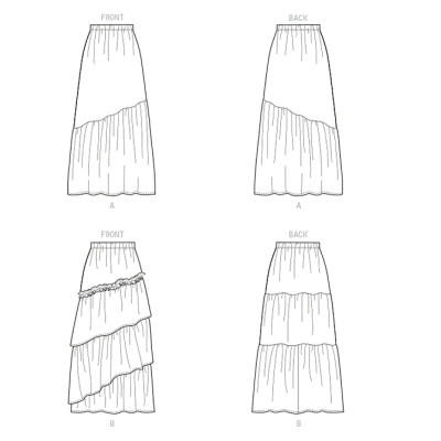 Střih Butterick 6736 dlouhá sukně s gumou v pase