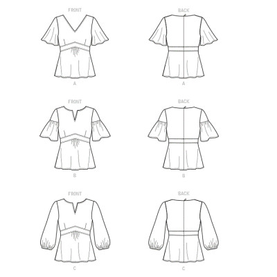 Střih Butterick 6732 empírová halenka