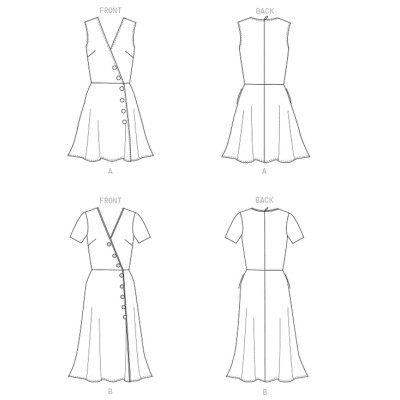 Střih Butterick 6727 zavinovací šaty s knoflíky