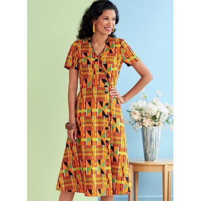 Střih Butterick 6727 zavinovací šaty s knoflíky