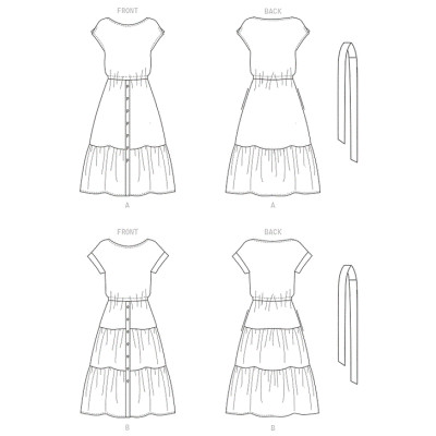 Střih Butterick 6722 šaty s nabíranou sukní s knoflíčky