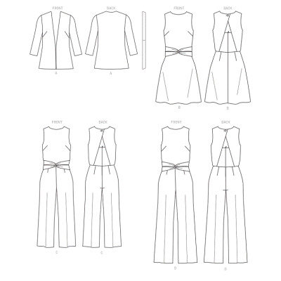 Střih Butterick 6775 zavinovací sako, šaty, overal