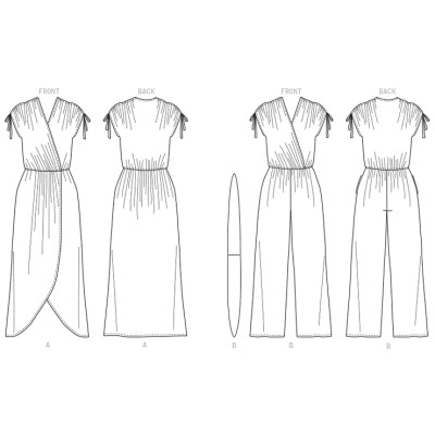 Střih Butterick 6756 dlouhé zavinovací šaty, overal