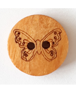 Dřevěný knoflík DILL motýl, hnědý, velikost 18 mm