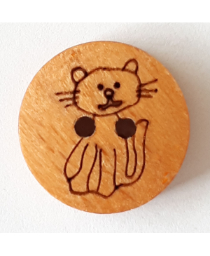 Dřevěný knoflík DILL kočička, hnědý, velikost 18 mm