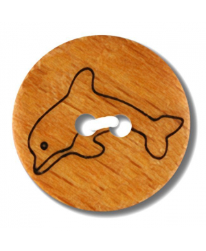 Dřevěný knoflík DILL delfín, hnědý, velikost 15 mm