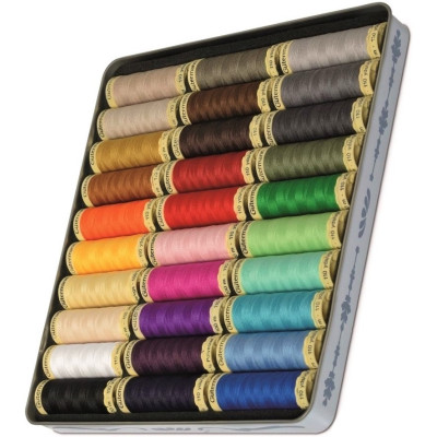 Gütermann Sada nití 30 špulek + plechová dóza "Vintage" ZDARMA