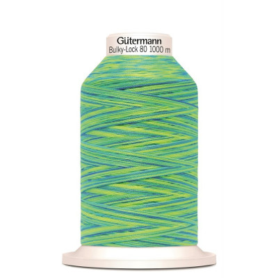 Overlocková nit Gütermann Bulky-Lock 80, 9968 zelená, modrá melírovaná