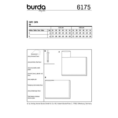 Střih Burda číslo 6175 pončo, rolák