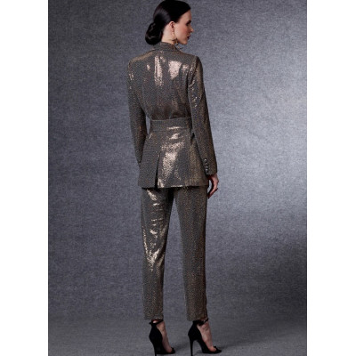 Střih Vogue 1716 dvouřadé sako, kalhoty, kalhotový kostýmek, Badgley Mischka