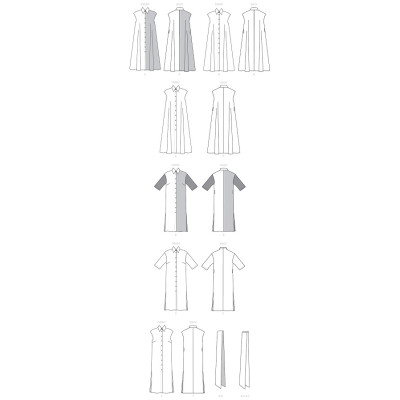Střih Vogue 1747 košilové šaty (6 variant)